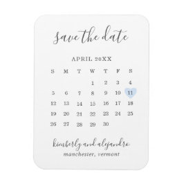 Imán Calendario Sencillo Corazón Azul Pastel Salva la F