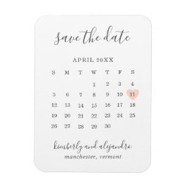 Imán Calendario Sencillo Melocotón Pastel Corazón Salva