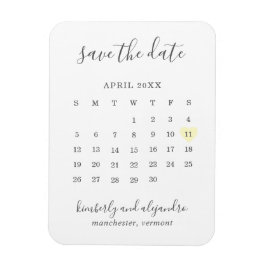 Imán Calendario Simple Corazón Amarillo Pastel Guardar