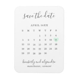 Imán Calendario Simple Corazón Verde Pastel Guardar la
