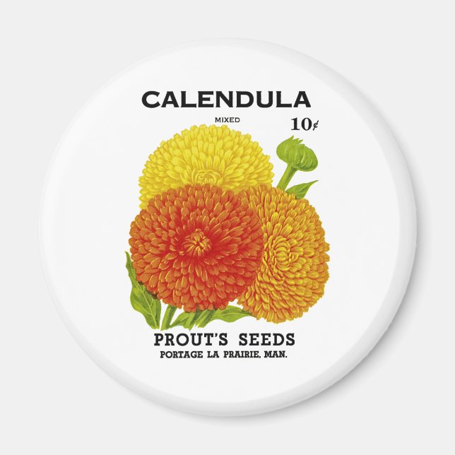Imán Calendula Vintage Seed Pack (Frente)
