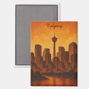 Imán Calgary Canada Vintage Travel CItyscape