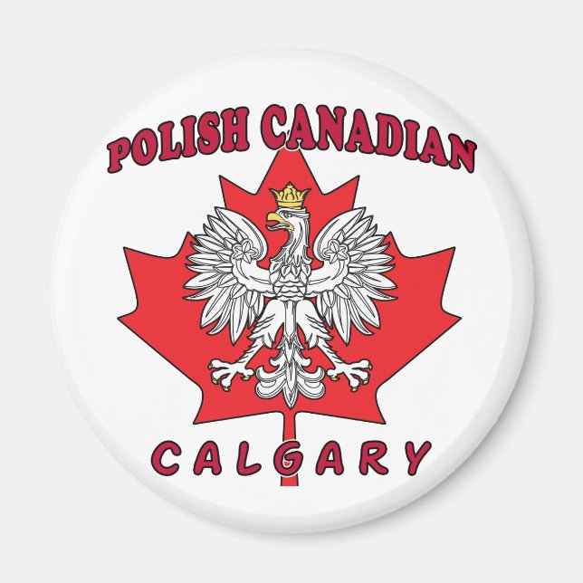 Imán Calgary Polaco Canadiense Leaf (Frente)
