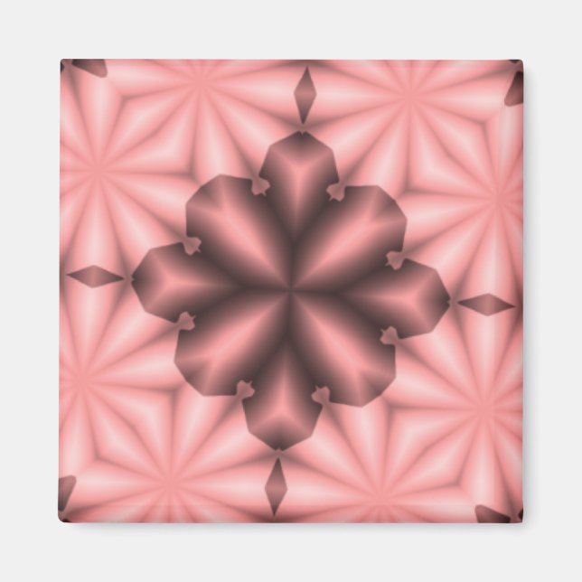 Imán Calidoscopio de Flor Estelar Rosa y Negro (Frente)