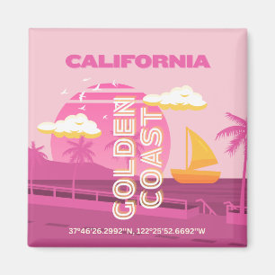 Imán California, arte de viajes, preppy, rosa