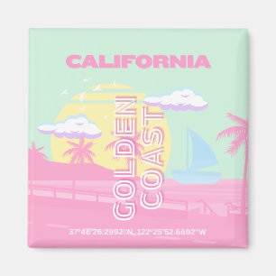Imán California, Beach, Travel Art, Preppy
