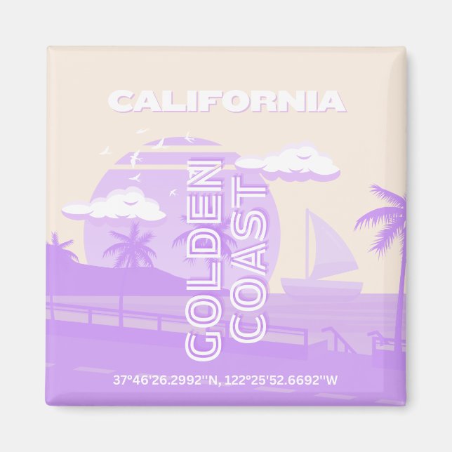 Imán California, Costa de Oro, Arte de Viajes, Preppy (Frente)