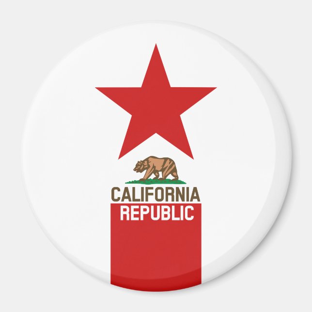 Imán CALIFORNIA Estrella de la Bandera Estatal de la RE (Frente)
