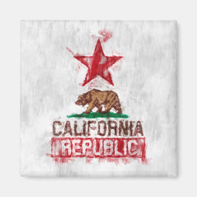 Imán California Flag Bear in Painterly Style (Frente)