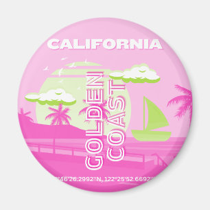 Imán California, Los Ángeles, Travel Art, Preppy, Pink