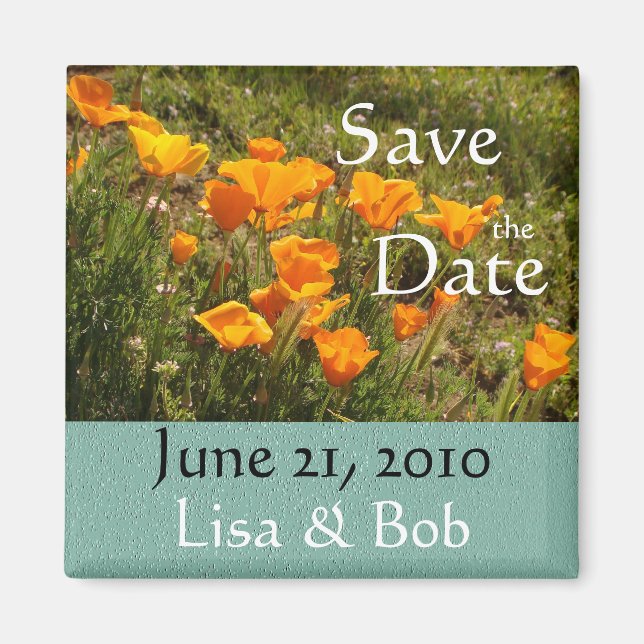 Imán California Poppies Save the Date Magnet (Frente)