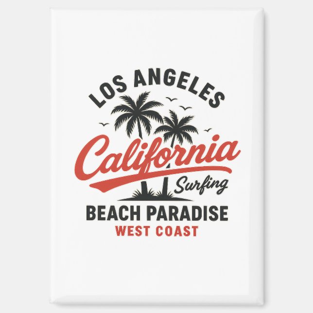Imán California Surfing Los Angeles Beach Paradise West (Anverso)