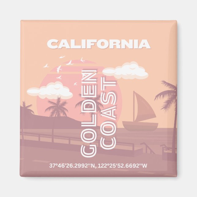 Imán California, Travel Art, Preppy, Pastel (Frente)