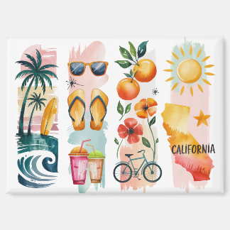 Imán California Watercolor Magnet Set | Beach Waves, Or