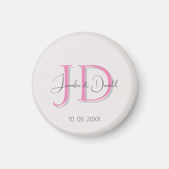 Imán Caligrafía de moda monograma de letra clásica (Frente)