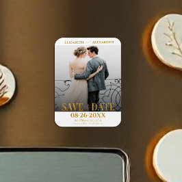 Imán Caligrafía de Relieve metalizado dorado Guardar la