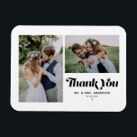 Imán Caligrafía de Retro Negro Dos Bodas de fotografía<br><div class="desc">Expresar su gratitud con estilo con nuestro boda de fotos de personalizable gracias imán, que incluye caligrafía retro y un encantador collage de dos fotos. Perfecto para conmemorar su día especial, este imán de agradecimiento le permite mostrar sus momentos favoritos mientras transmite su más sincero agradecimiento a sus seres queridos....</div>