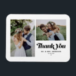 Imán Caligrafía de Retro Negro Dos Bodas de fotografía<br><div class="desc">Expresar su gratitud con estilo con nuestro boda de fotos de personalizable gracias imán, que incluye caligrafía retro y un encantador collage de dos fotos. Perfecto para conmemorar su día especial, este imán de agradecimiento le permite mostrar sus momentos favoritos mientras transmite su más sincero agradecimiento a sus seres queridos....</div>