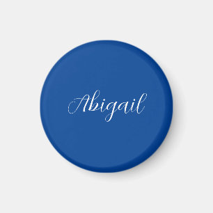Imán Caligrafía Elegante Blue White Plain Nombre simple
