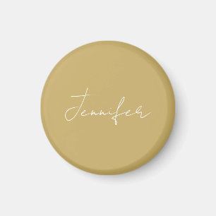 Imán Caligrafía Elegante Color Dorado Simple Nombre Lla