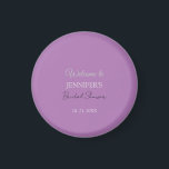 Imán Caligrafía Elegante Lavanda Bienvenida Despedida d<br><div class="desc">¿Buscas una hermosa caligrafía con letra estética? Este diseño simple y llamativo es para ti. Este diseño,  hecho especialmente para el uso del nombre de matrimonio y familia,  impresiona inmediatamente a quienes lo ven.</div>