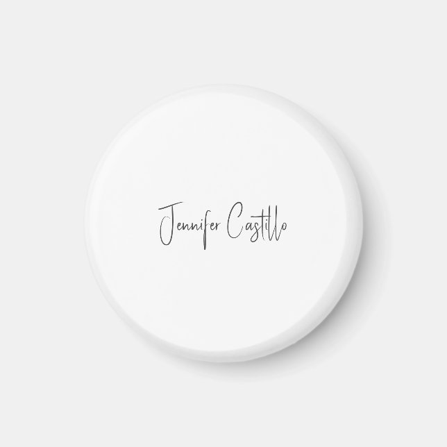 Imán Caligrafía Minimalista blanca y simple (Frente)