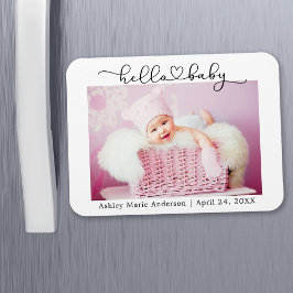 Imán Caligrafía moderna Script Heart Hello Baby