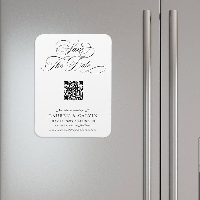 Imán Caligrafía romántica Boda de código QR Guardar fec (Subido por el creador)