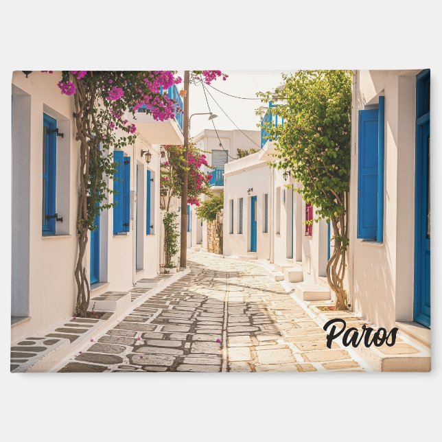 Imán Calle de adoquín en Paros Grecia Island Travel (Anverso)