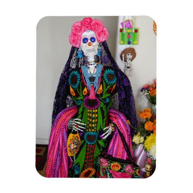 Imán Calle de azúcar de la Catrina mexicana para el Día (Vertical)