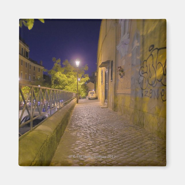 Imán Calle de noche en Roma, Italia 2 (Frente)