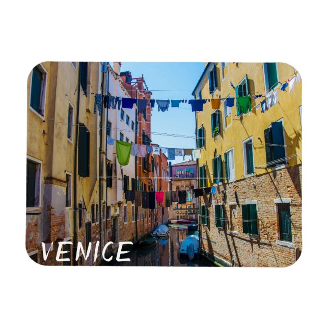 Imán Calle de Venecia con ropa lavada de lavado de ropa (Horizontal)