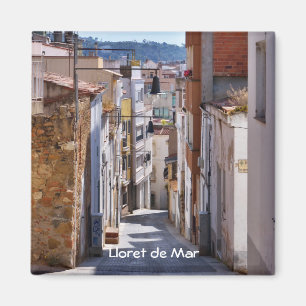 Imán Calle estrecha antigua en Lloret de Mar, España vi