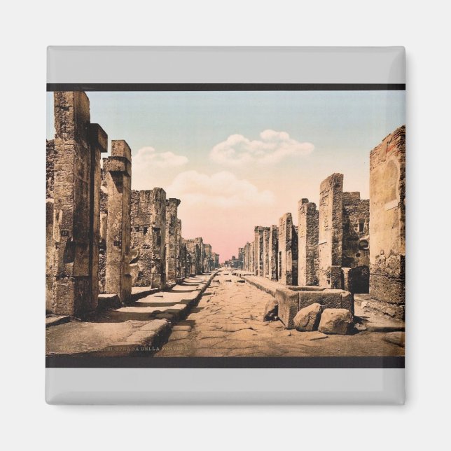 Imán Calle Fortuna, Pompeya, Fotografía de época italia (Frente)