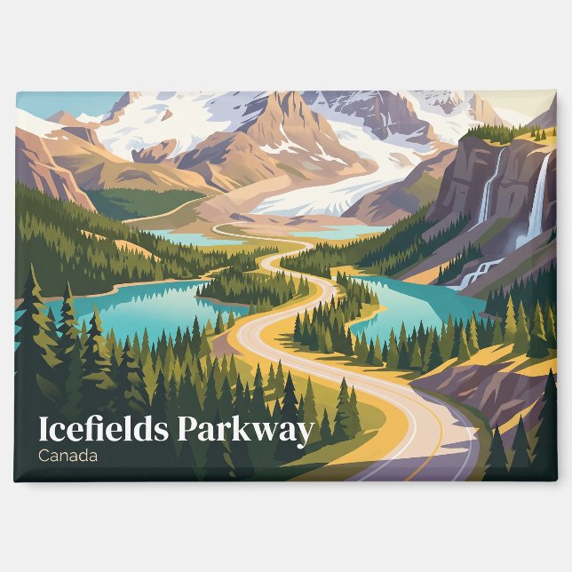 Imán Calle Icefields Parkway Canadá (Anverso)