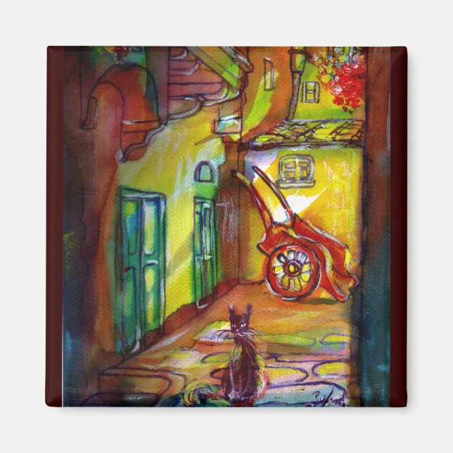 Imán Calle medieval por noche en Florencia -detalle (Frente)