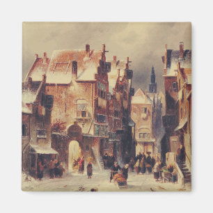 Imán Calle nevada en Haarlem por Charles Leickert