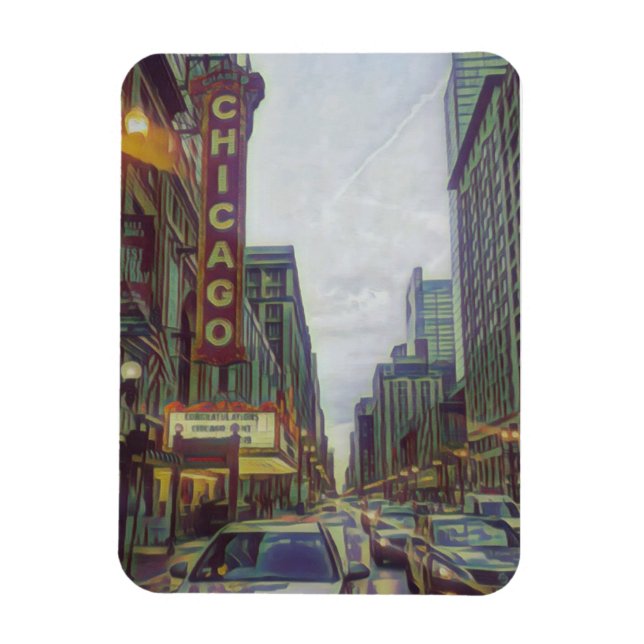 Imán Calles de Chicago, el arte retro de Windy City (Vertical)