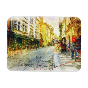 Imán Calles de la acuarela vieja de Praga