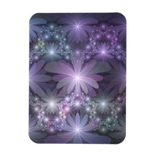 Imán Cama de flores arte abstracto fractal brillante de