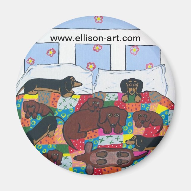 Imán Cama llena de Dachshunds (Frente)