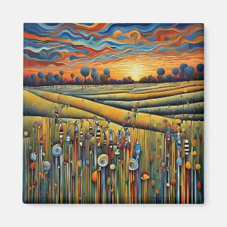 Imán Camaradas de hierba al atardecer 1