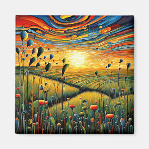 Imán Camaradas de hierba al atardecer 4