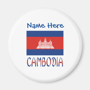 Imán Camboya Bandera Camboyana Azul Personalizada 