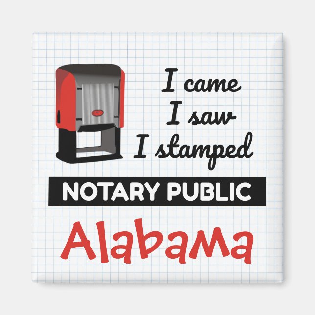 Imán Came Saw Stamped Notary Public Stamp Alabama (Frente)