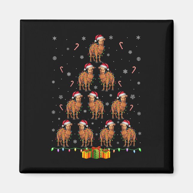 Imán Camel Santa Hat Xmas enciende a los hombres mujere (Frente)