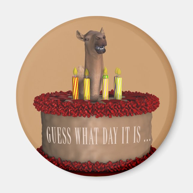 Imán Camello de cumpleaños feliz y divertido (Frente)