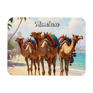 Imán Camellos en la playa en Mombasa Kenia