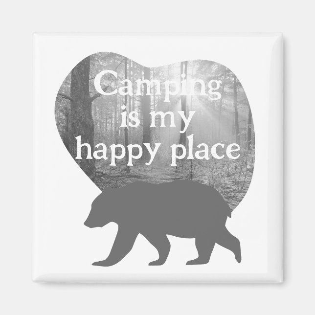 Imán Caminando mi feliz lugar personalizable blanco y n (Frente)