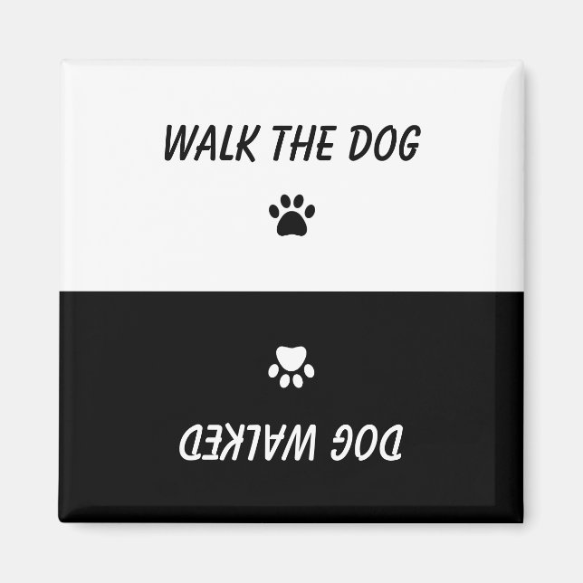 Imán Caminar por el perro Black White Paws Print Revers (Frente)